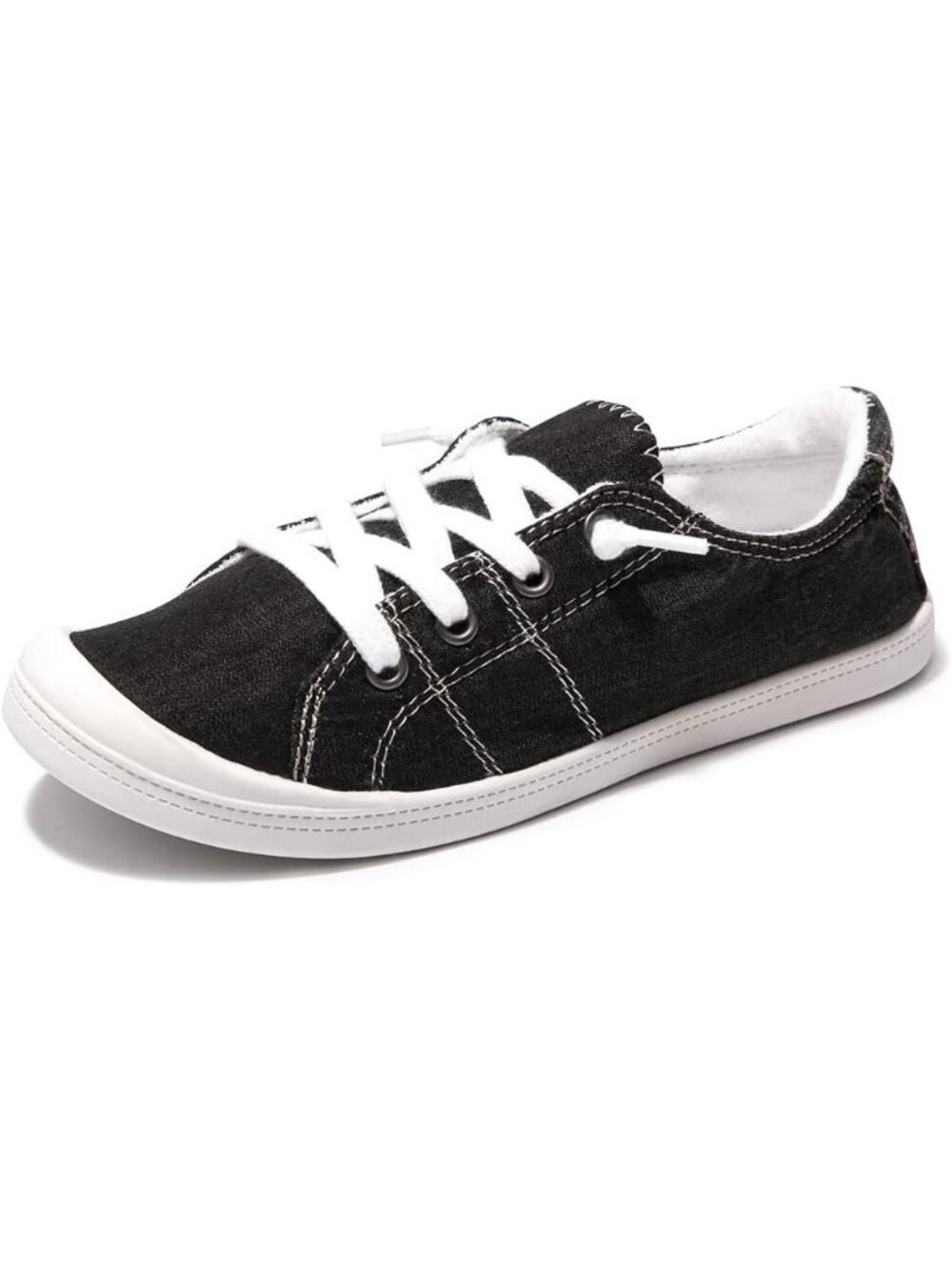 Women's Black Tennis Shoes Classic Canvas Low Top Athletic Running Sneakers